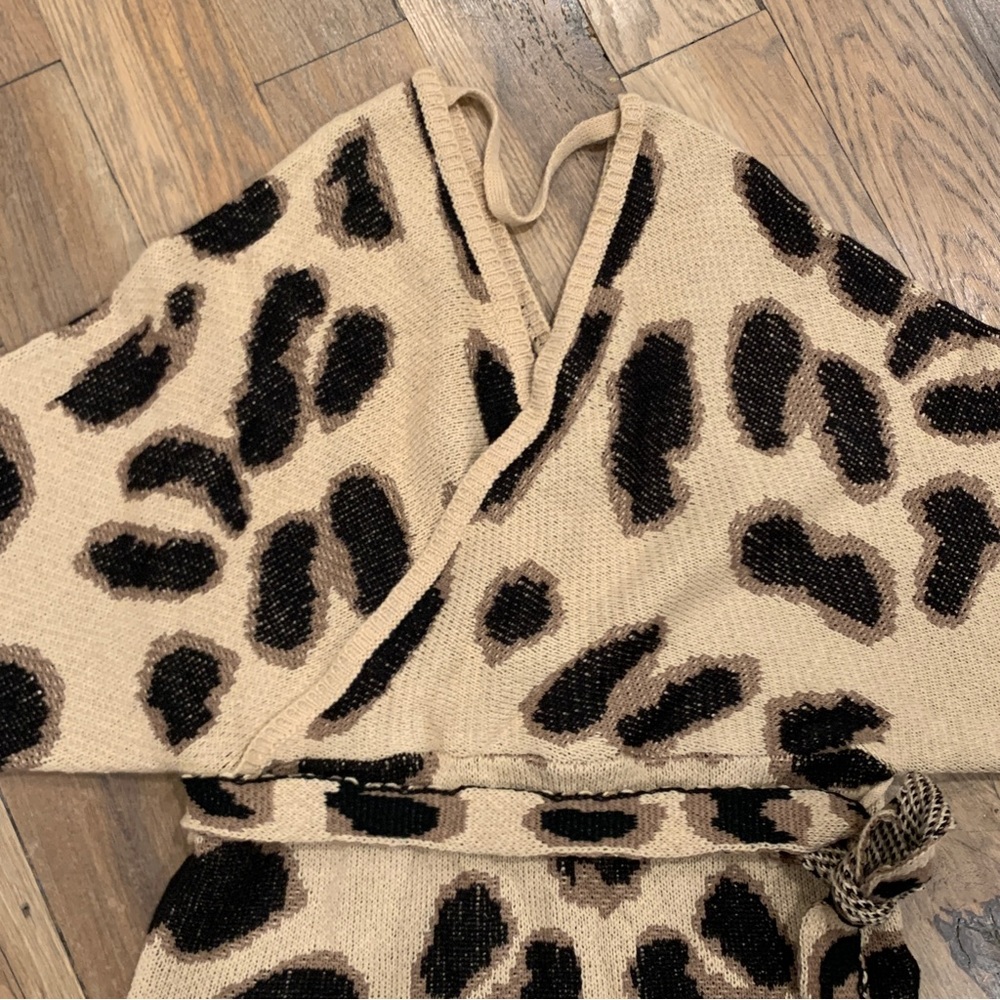 Cool Attitude Cameo Batwing Beige Animal Print Knit Dress Size XL - Picture 5 of 13